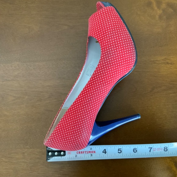 Never 2 Hot Red Polka Dot High Heel Shoes Size EU 39 / US 8.5 - Picture 7 of 8